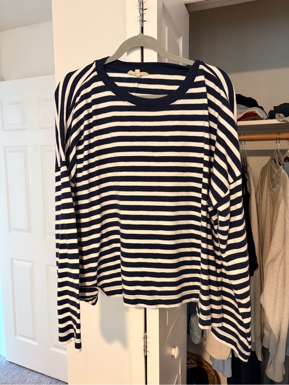 Madewell Navy and White Striped Tee